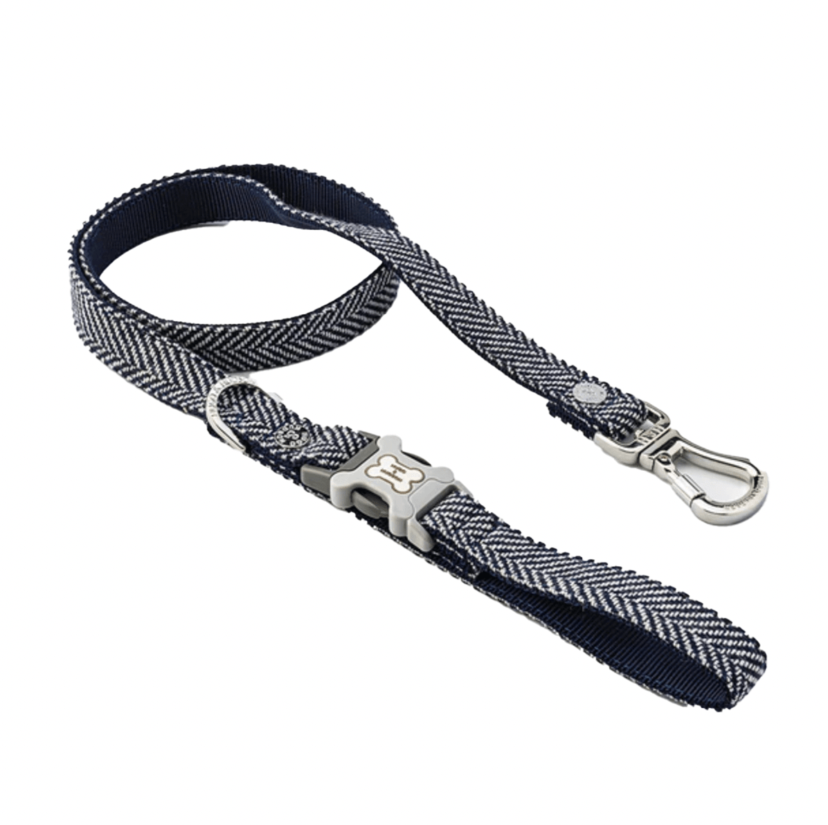 Hugo & Hudson Checked Herringbone Dog Twead Lead (Navy) - Pet's Play Toy Store