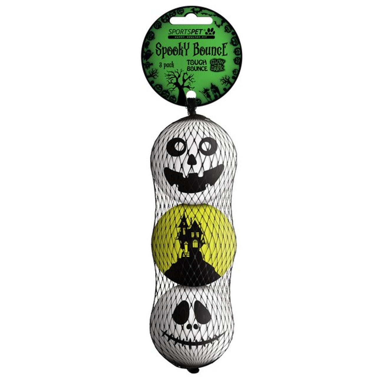 Sportspet Spooky Glow-in-the-Dark Tough Bounce Halloween (3 Pack, Medium)