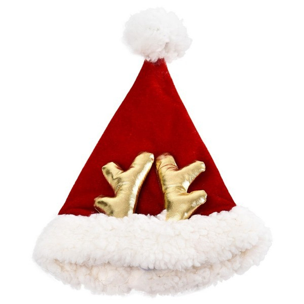 House of Paws Red santa Hat with Antlers (One Size)