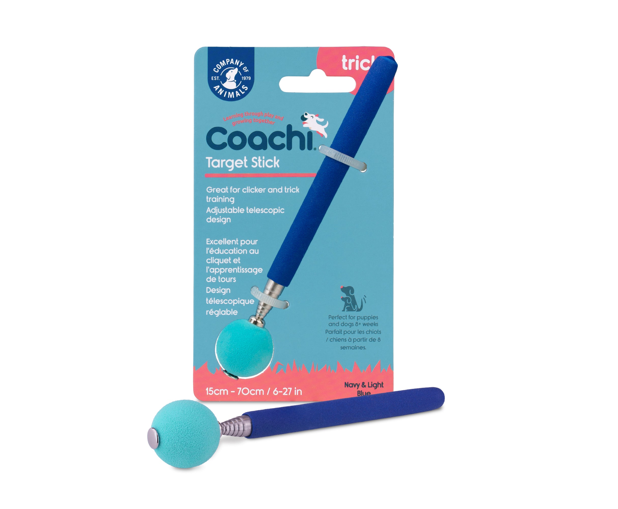 Coachi Dog Training Target Stick (Navy & Light Blue)