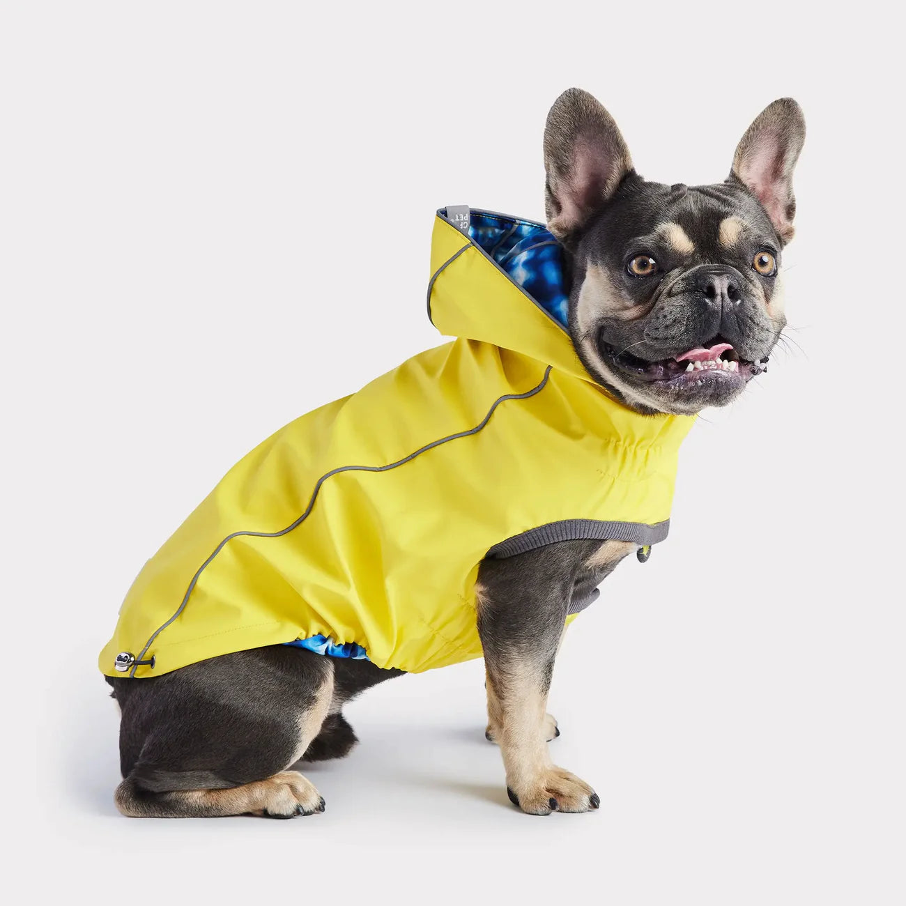 Elasto-Fit Reversible Dog Raincoat (Yellow Tie-Dye)