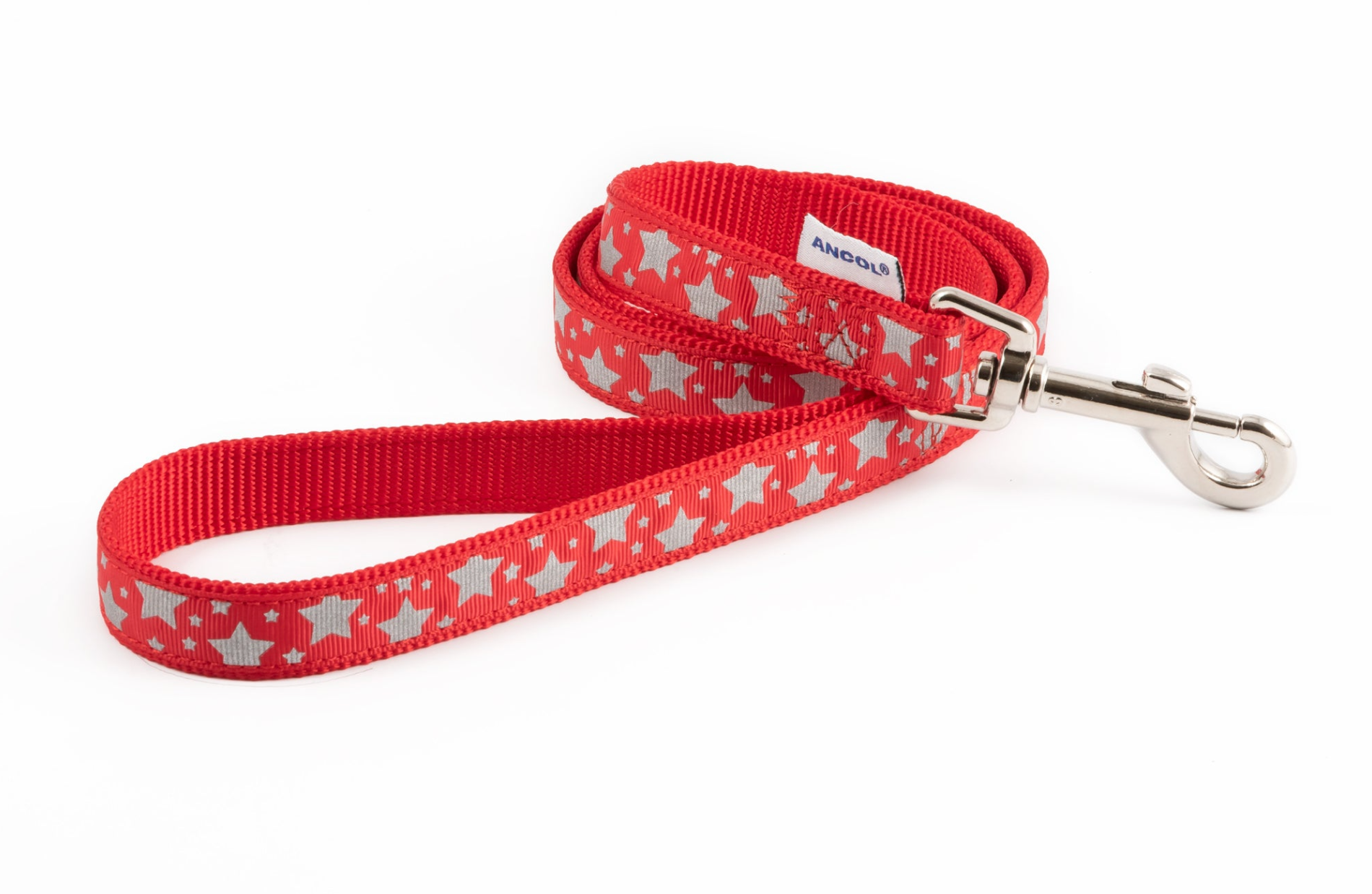 Ancol Nylon Star Reflective Dog Lead Red (1m)