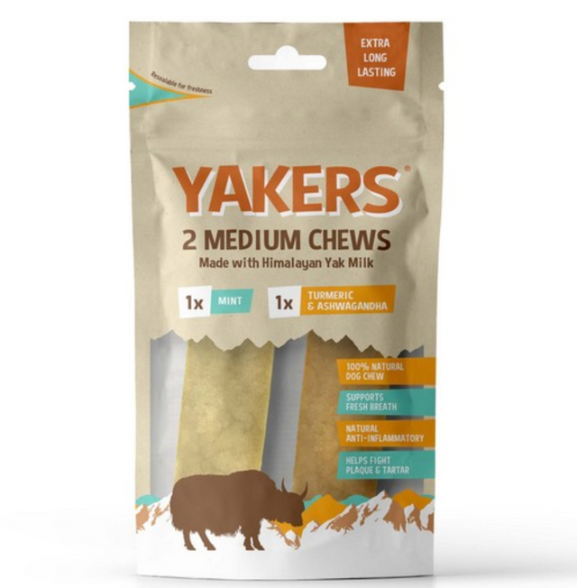 Yakers Himalayan Dog Chew Mint & Turmeric 2 Pack (Medium) Wuffies