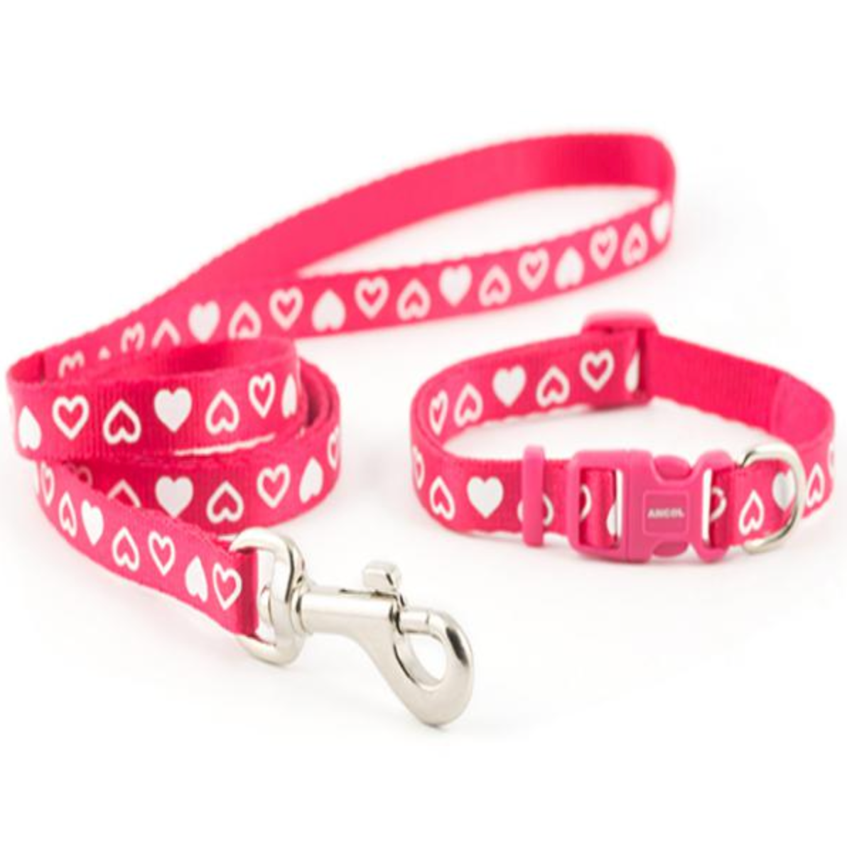 Ancol Small Bite Heart Collar & Lead Set (Raspberry)