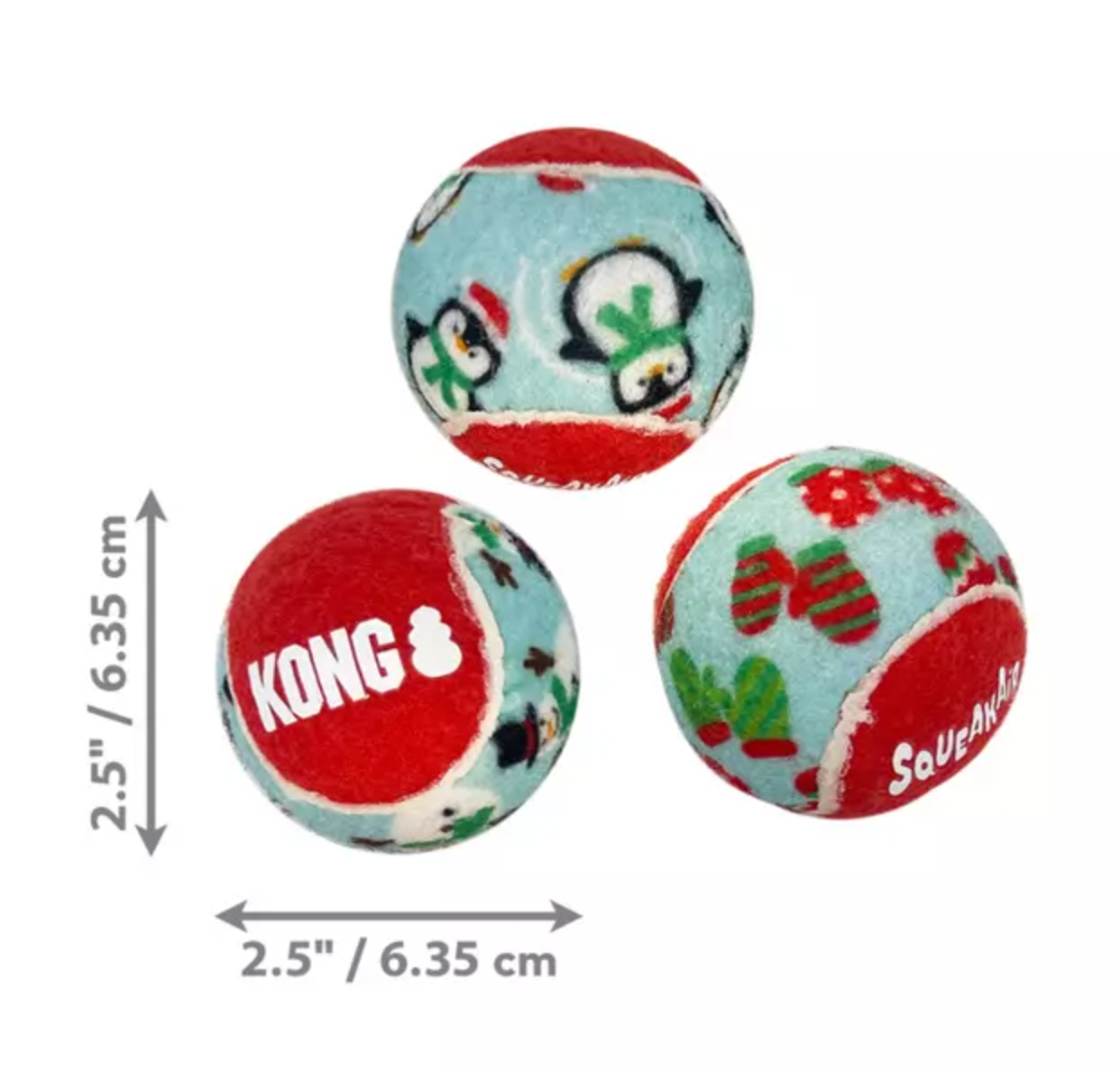 KONG Holiday SqueakAir Balls (6 Pack, Various Sizes)