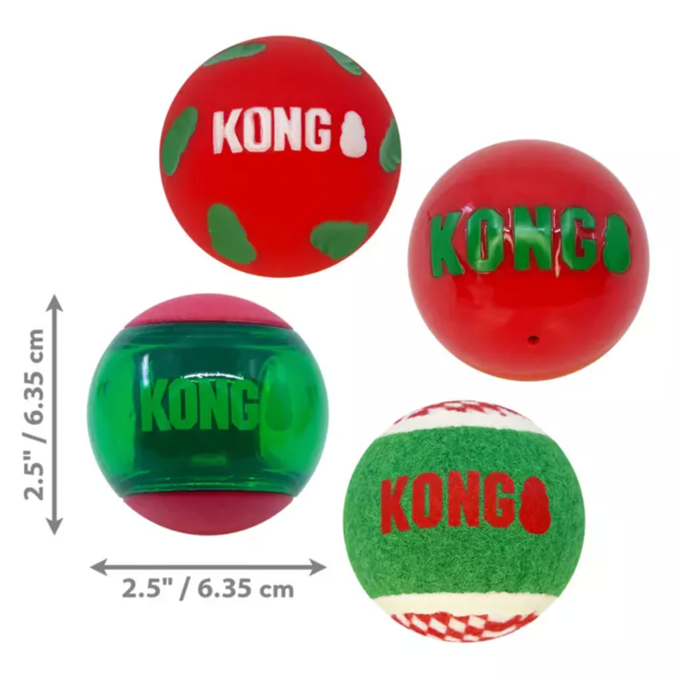 KONG Christmas Holiday Occasions Balls (4 Pack, Medium)