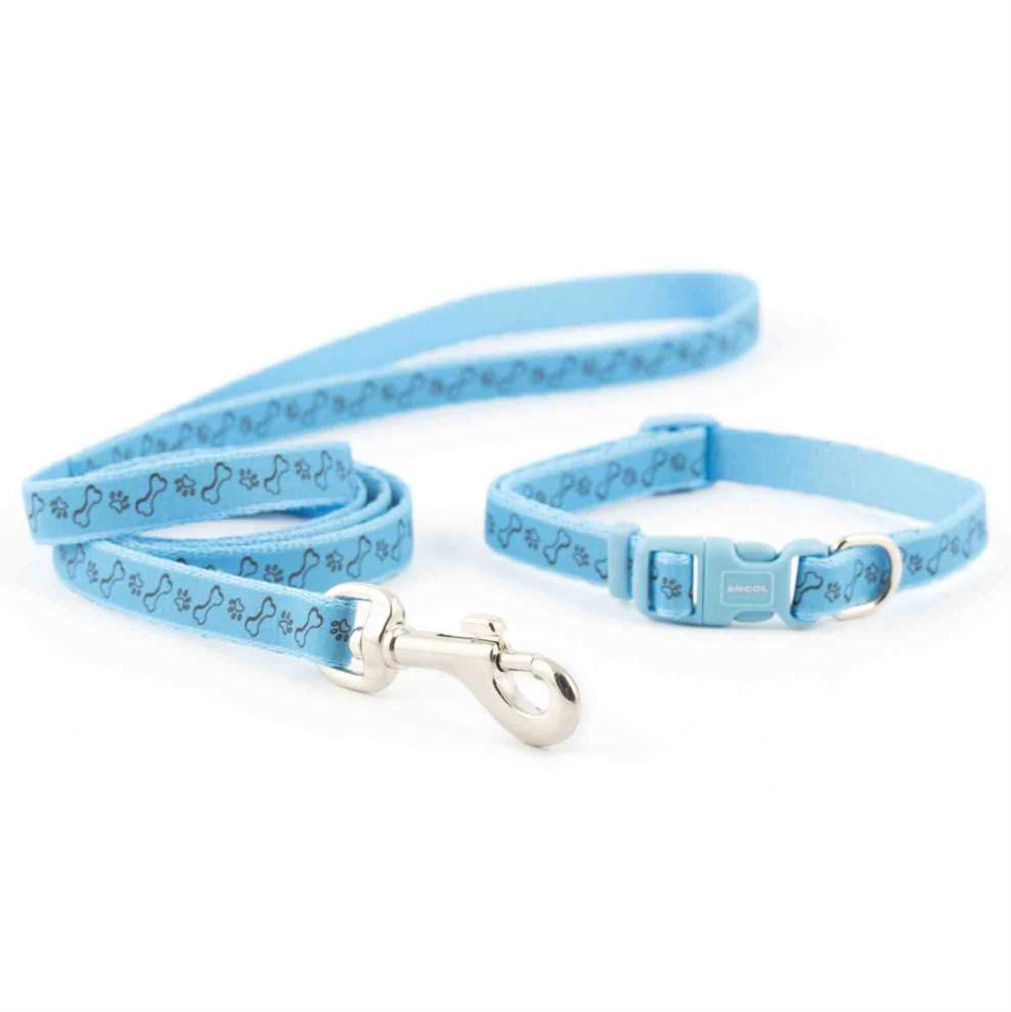 Ancol Small Bite Paw & Bone Collar & Lead Set (Blue)