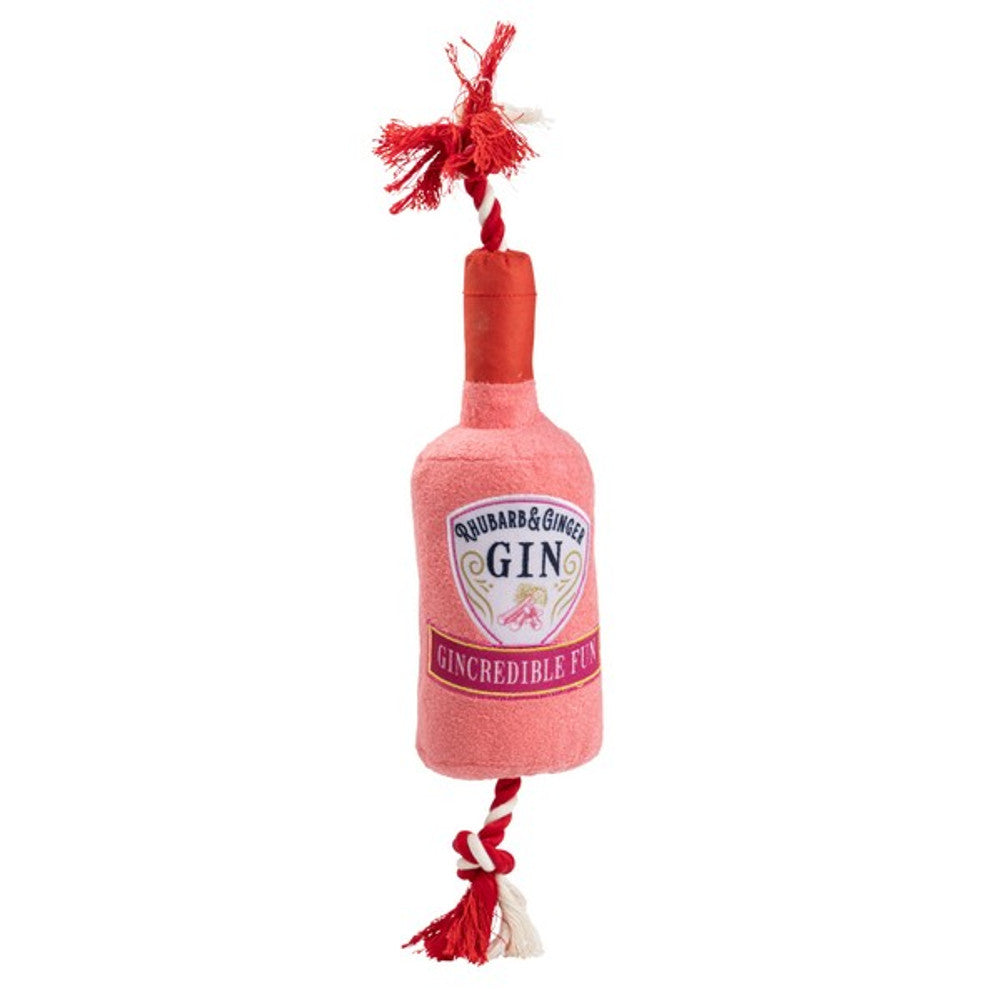 House of Paws Pink Gin Plush Toy with Rope