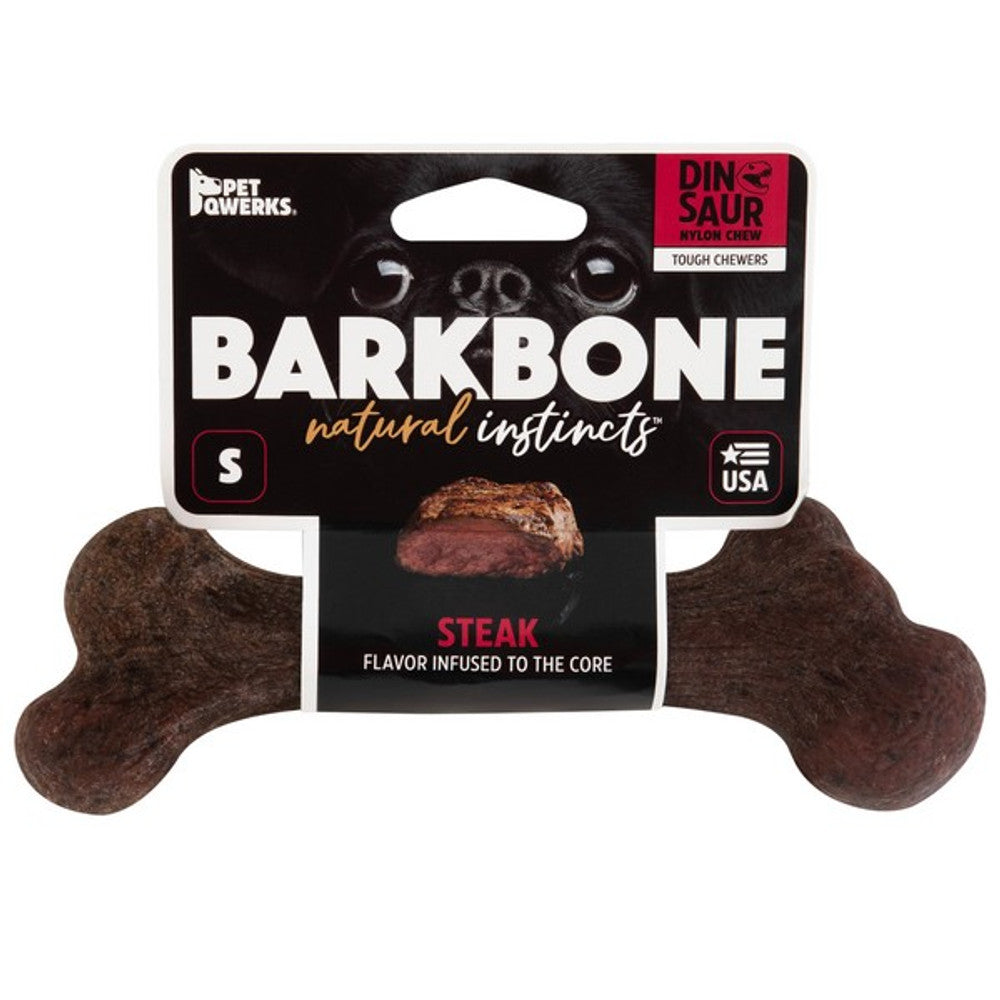 Pet Qwerks Dinosaur Barkbone Steak Chew Toy (Small)
