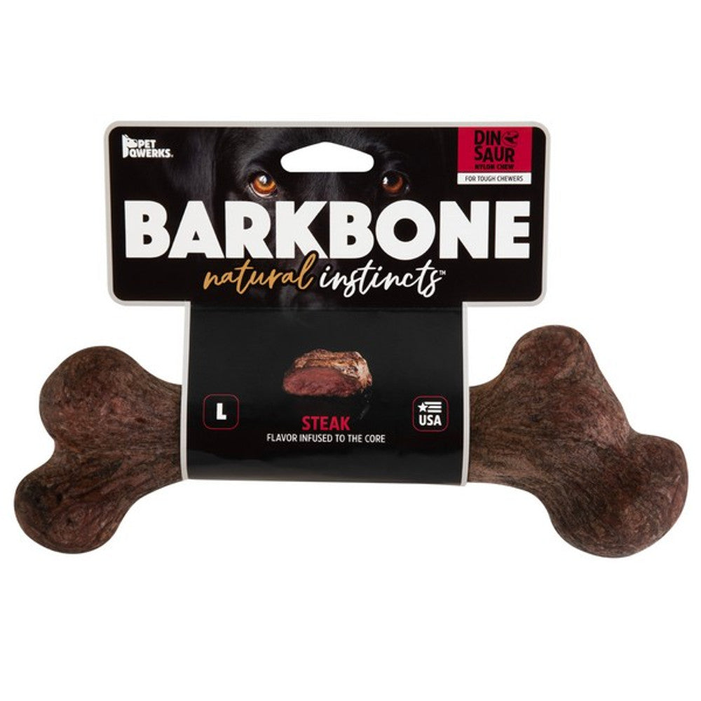 Pet Qwerks Dinosaur Barkbone Steak Chew Toy (Large)