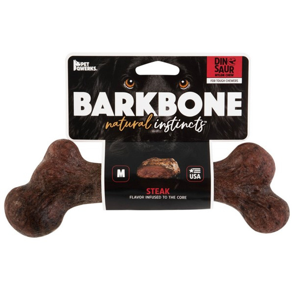 Pet Qwerks Dinosaur Barkbone Steak Chew Toy (Medium)