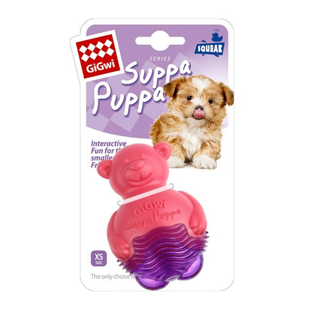 GiGwi Suppa Puppa Bear with Squeaker (Pink)