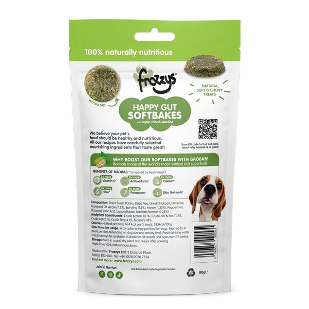 Frozzys Happy Gut Softbakes Apple, Mint & Spirulina Flavour with BAOBAB (80g)