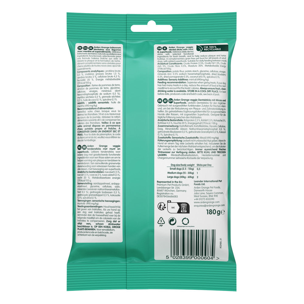 Arden Grange Dental Sticks with Mint & Superfoods (180g)