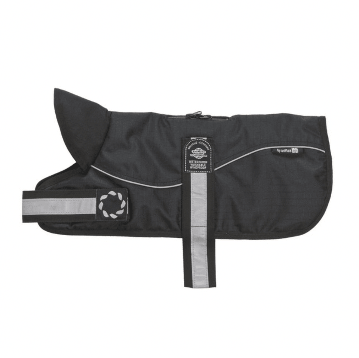 Reflective Black & Black Padded Harness Dog Coat | Wuffies