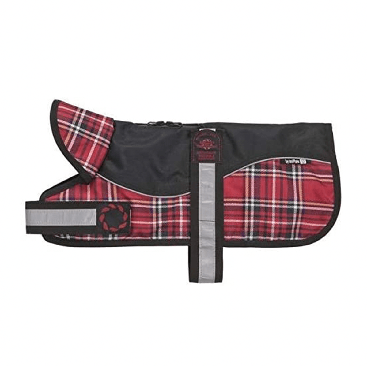 Reflective Black & Red Tartan Padded Harness & Dog Coat - Pet's Play Toy Store