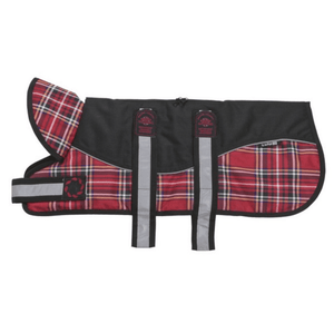 Reflective Black & Red Tartan Padded Harness & Dog Coat - Pet's Play Toy Store